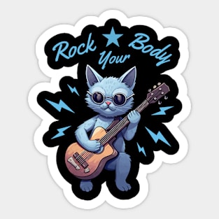 Rock Your Body Guitarist Cat Sticker